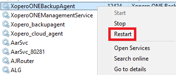 restarting the service in Windows' task manager